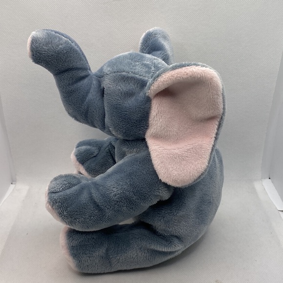 Ty Pluffies Winks The Elephant Tylux 9” Baby Plush Stuffed Animal Gray Pink - Picture 3 of 12